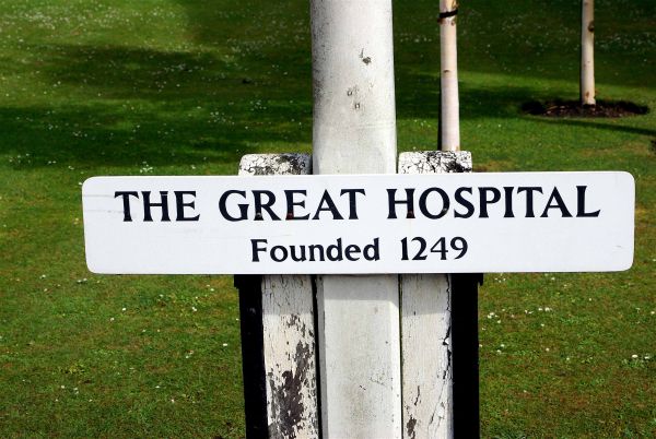 Photograph of The Great Hospital sign. Photographer: C. Bonfield